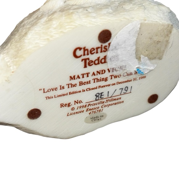 Vintage Cherished Teddies Matt & Vicki & swan 1998 - Picture 7 of 7